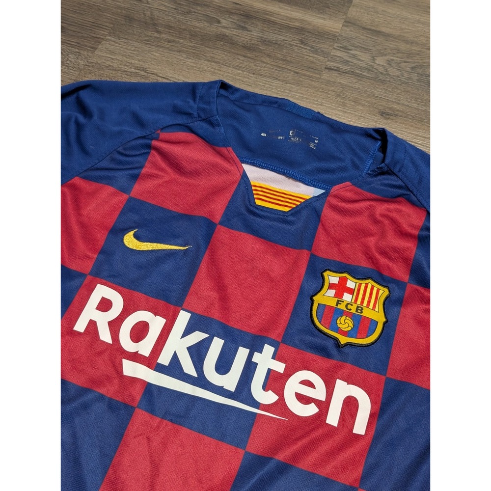 Nike FC Barcelona 2019-20 Home Jersey‎ Long Sleeve Rakuten Checkered Blue Red M - Picture 5 of 5